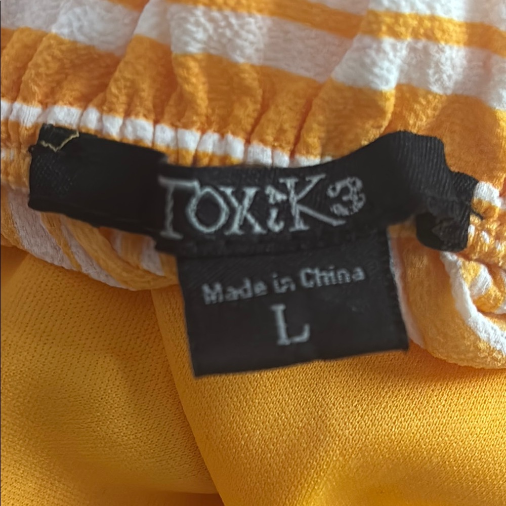 Yellow Striped Off-Shoulder Dress size L - Picture 5 of 5
